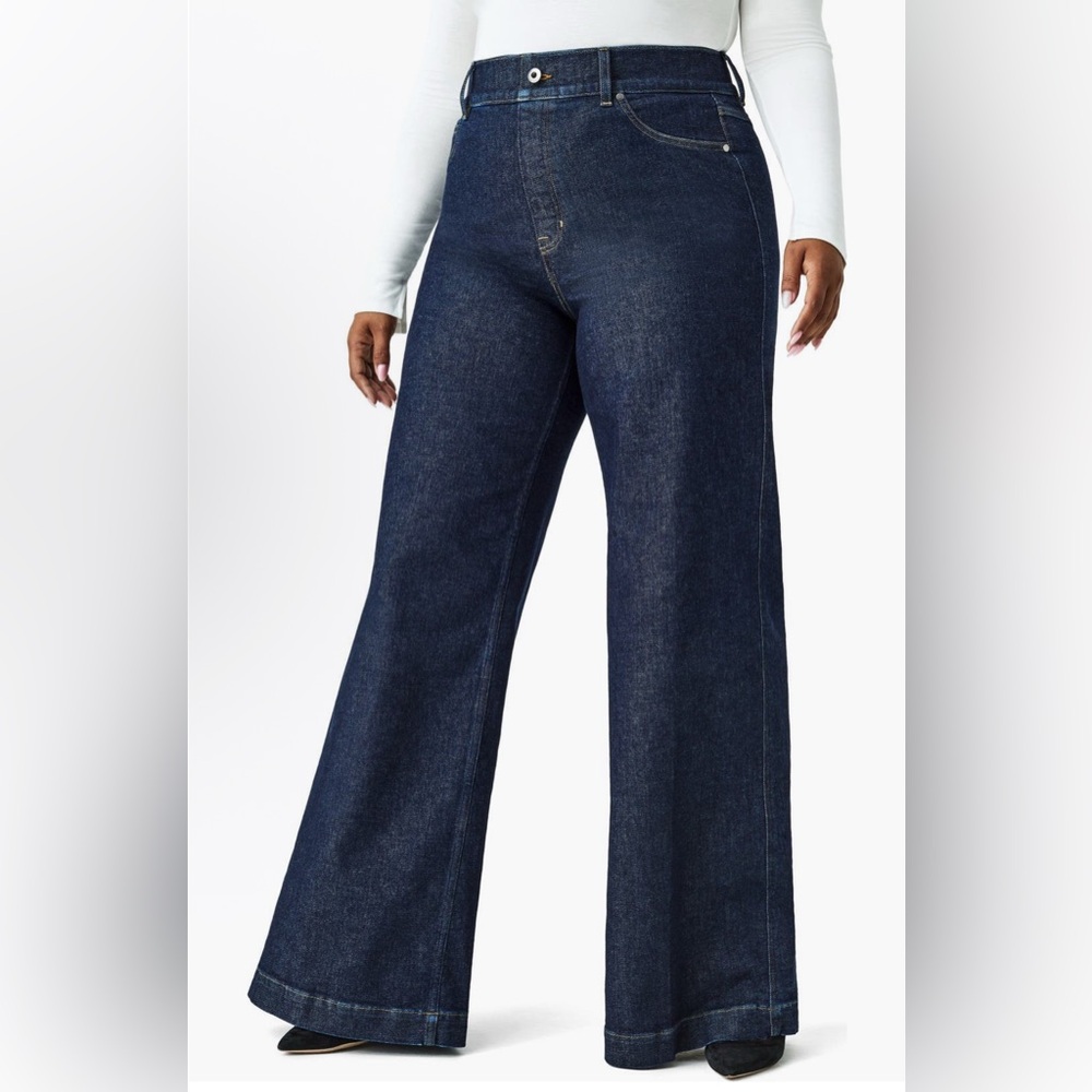 Spanx nwt Women's Wide Leg pull Jeans - Dark Blue 1X XL